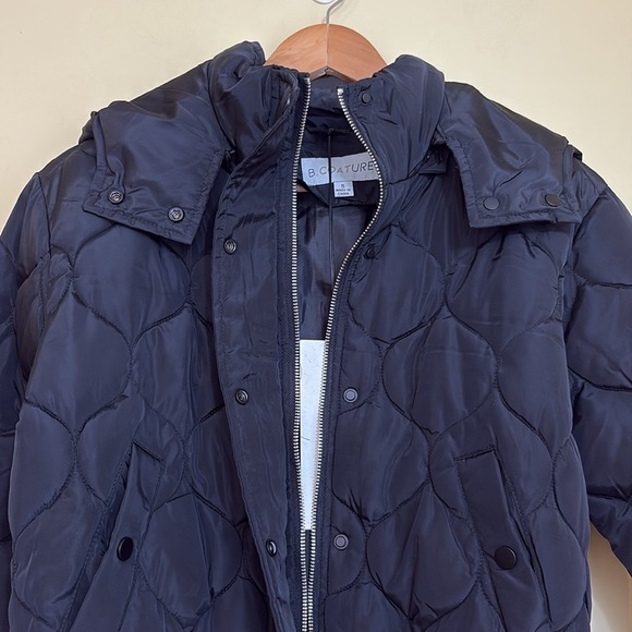 B Coature | NWT Black Quilted Puffer Hooded Snap Zip Jacket Small - Picture 13 of 17